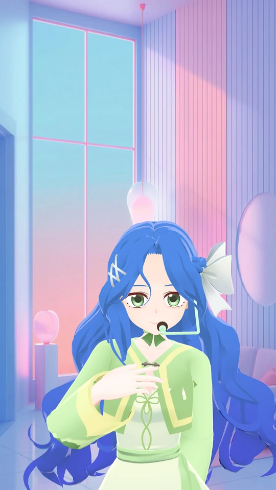 영상통화 화면의 소희 3D 캐릭터
