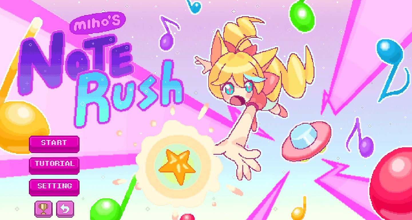16:9 PC 화면에서 실행한 Note Rush